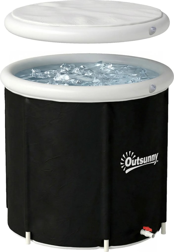 Banheira de Gelo 280L Insuflável Portátil para Recuperação de Atletas com Tampa e Bomba Ø78x71 cm
