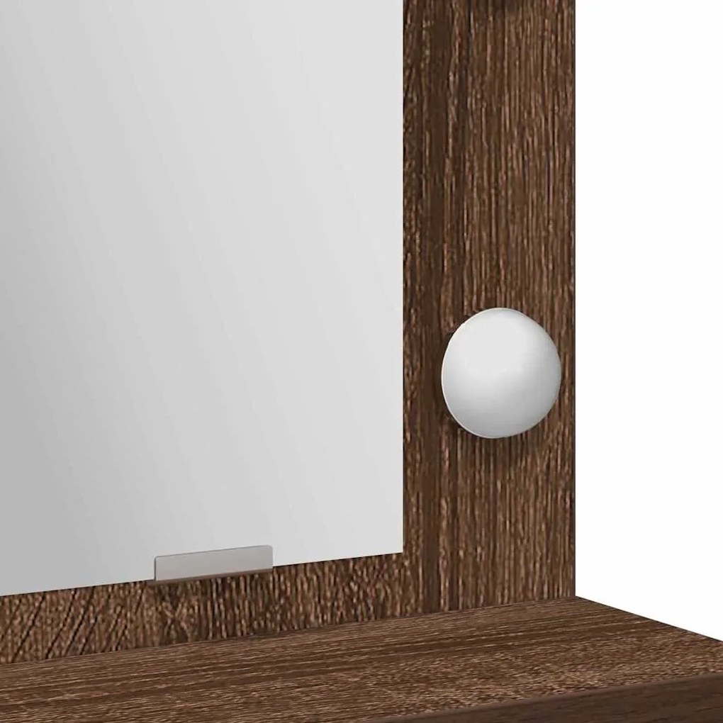 Mesa de Maquilhagem vidaXL com Luzes LED em Castanho Carvalho 50x41x13