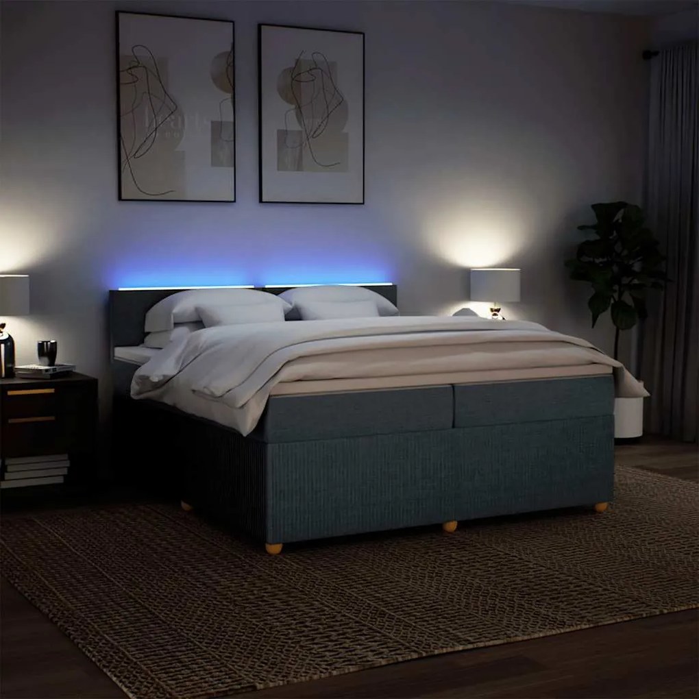 Cama com molas/colchão 200x200 cm tecido cinzento-escuro