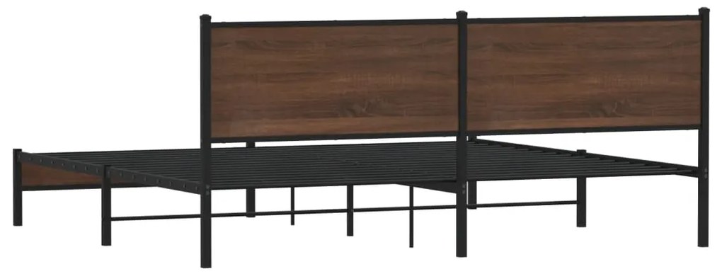 Estrutura cama sem colchão 200x200cm metal carvalho castanho