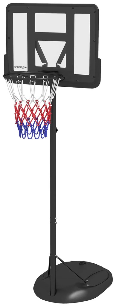 Cesto de Basquetebol com Altura Ajustável 216-277 cm Aro de Basquetebol para Exterior com Rodas e Base Recarregável Preto