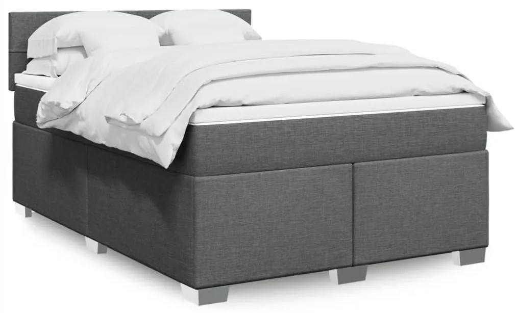 vidaXL Cama com molas/colchão 160x200 cm tecido cinzento-escuro