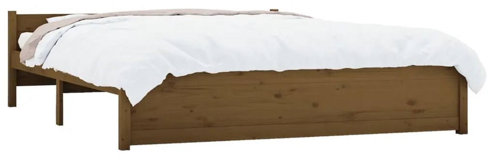 Estrutura cama king 150x200 cm madeira maciça castanho-mel