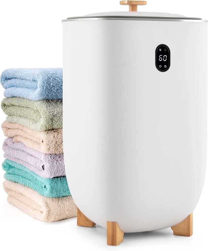 Aquecedor elétrico de toalhas 35L com temporizador de 20-90 minutos, modo de secagem de 2-5 horas e desligamento automático, branco