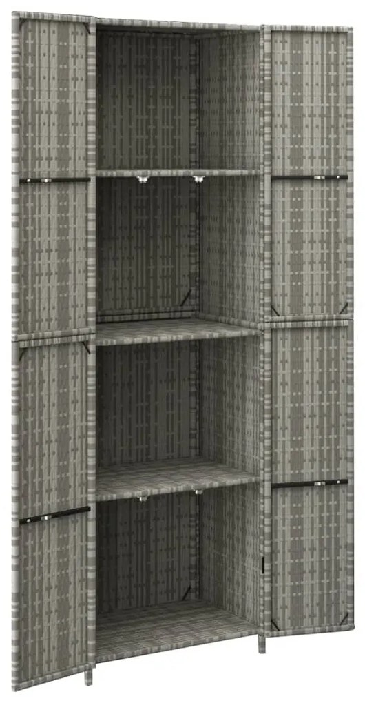 Armário de arrumação p/ jardim 59x40x180 cm vime PE cinza