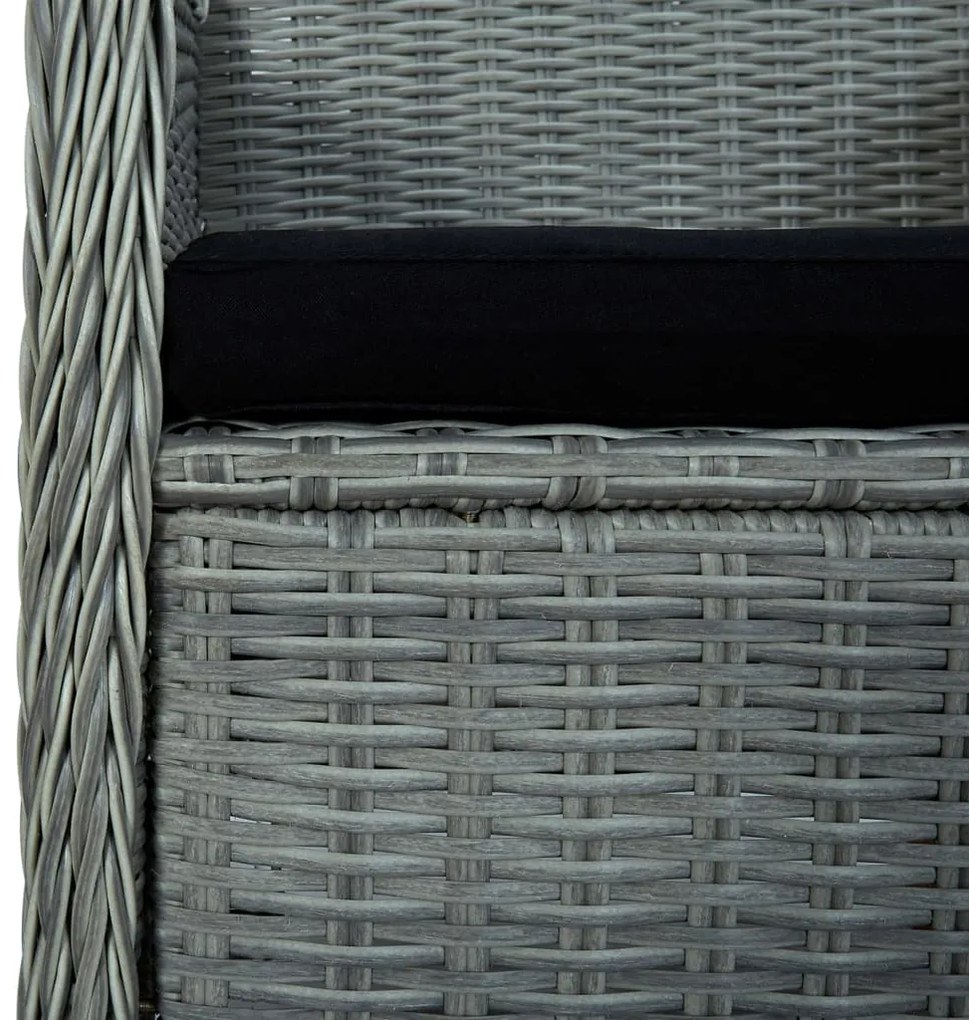 9 pcs conj. jantar exterior + almofadões vime PE cinzento-claro