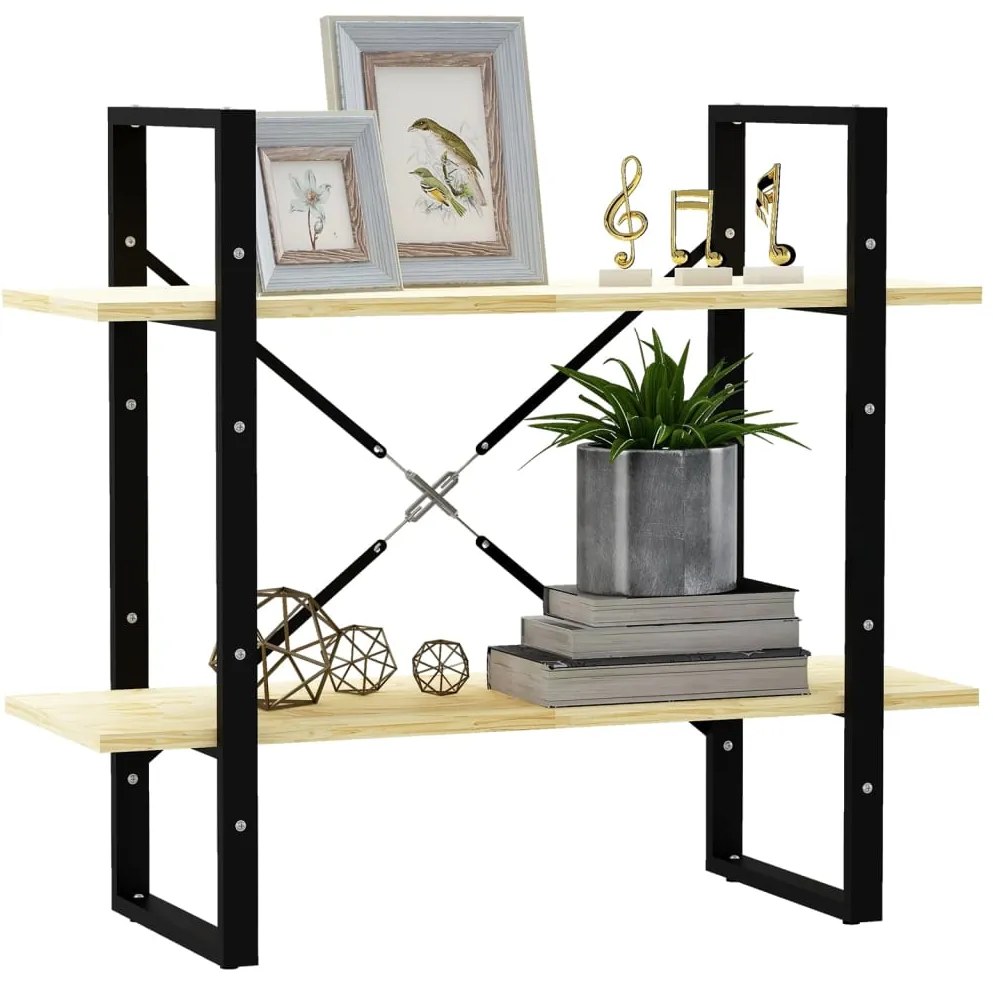 Estante com 2 prateleiras 80x30x70 cm pinho maciço castanho