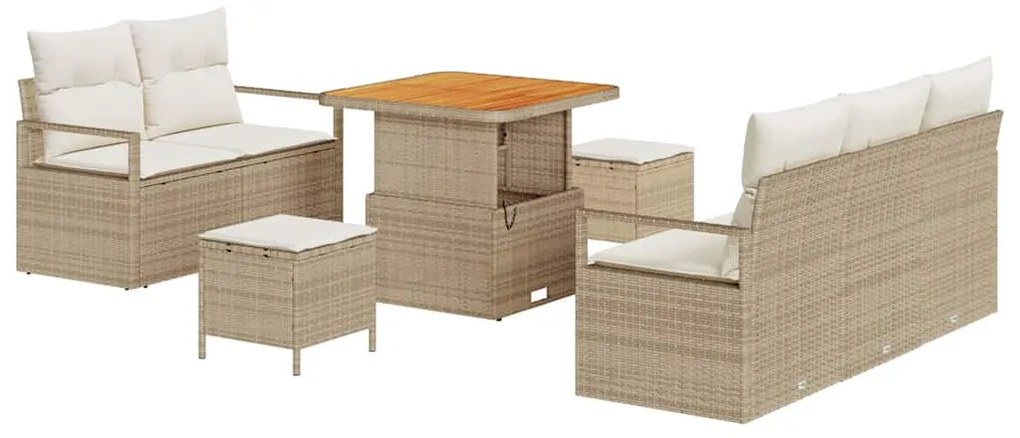 Conjunto de Sofás de Jardim com 8 Peças e Almofadas Bege