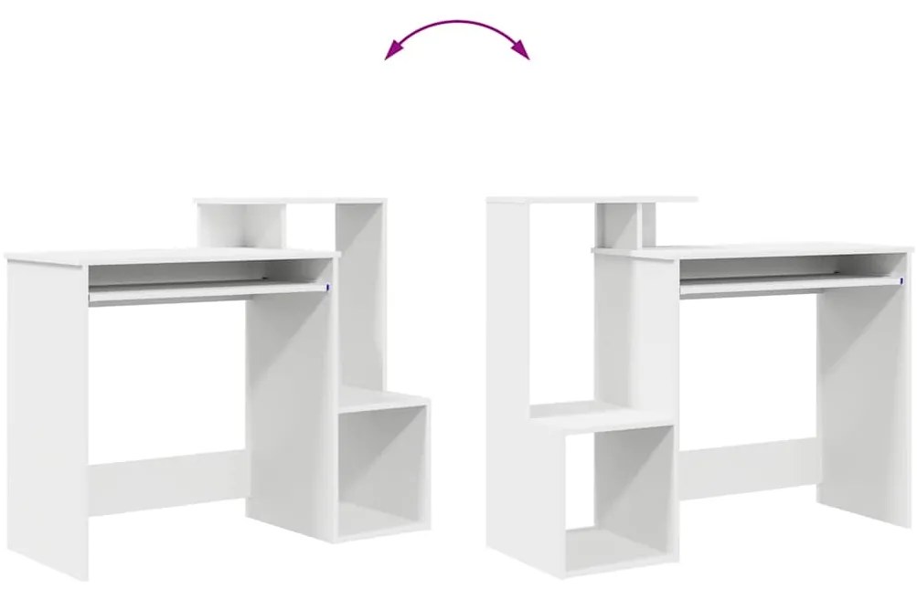 Mesa de Computador Branca Branca Aglomerado Padrão Armazenamento