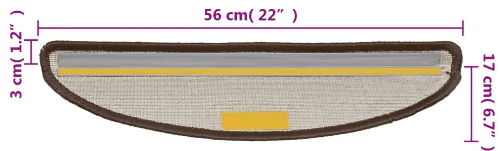 Tapetes de escadas 10 pcs 56x17x3 cm castanho