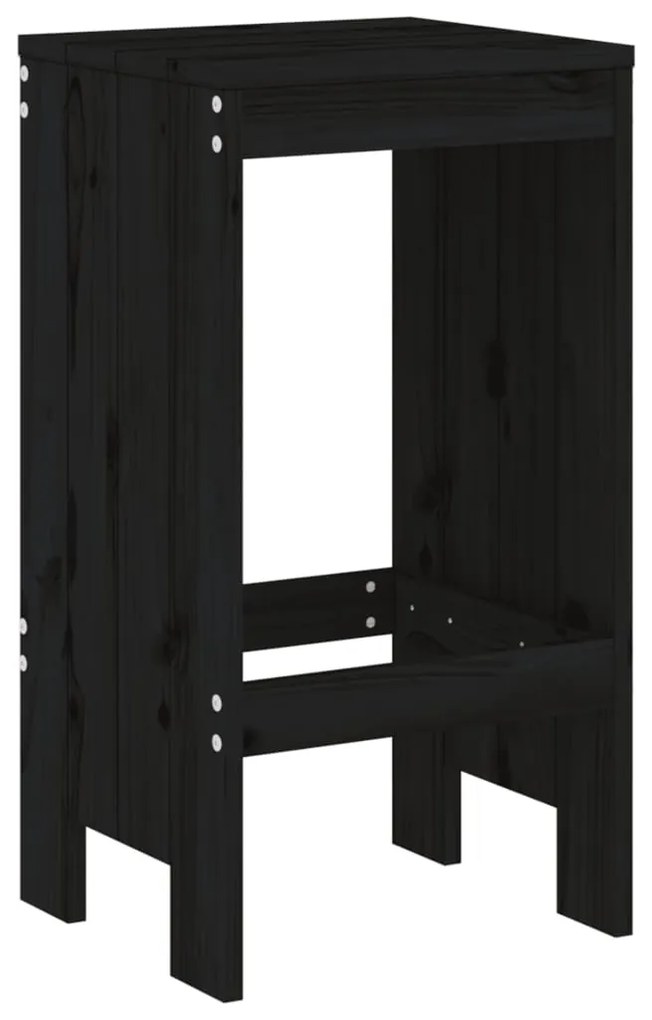 Bancos de bar 2 pcs 40x36x75 cm madeira de pinho maciça preto