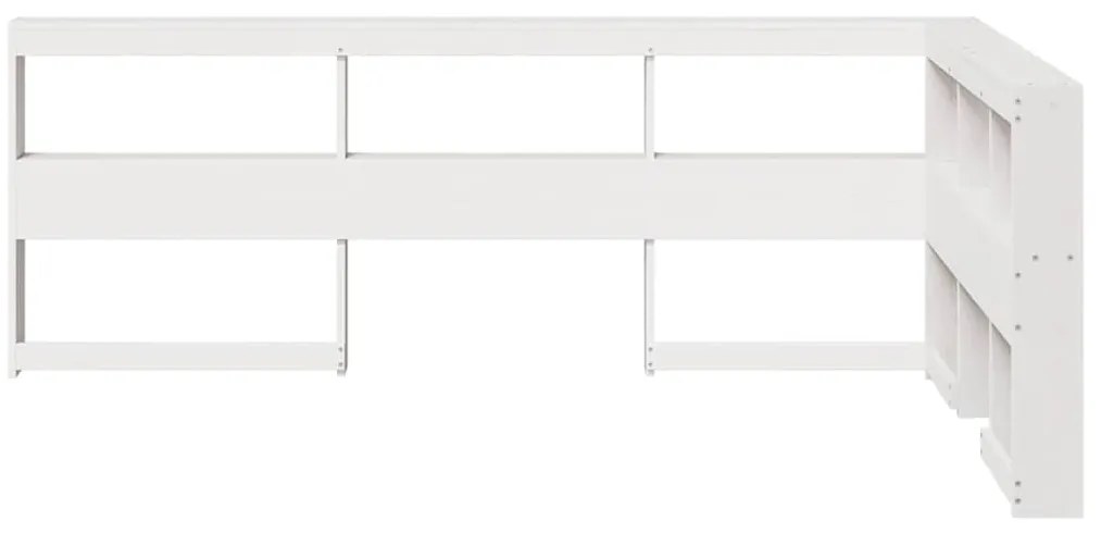 Estante cabeceira forma de L 120 cm madeira pinho maciça branco