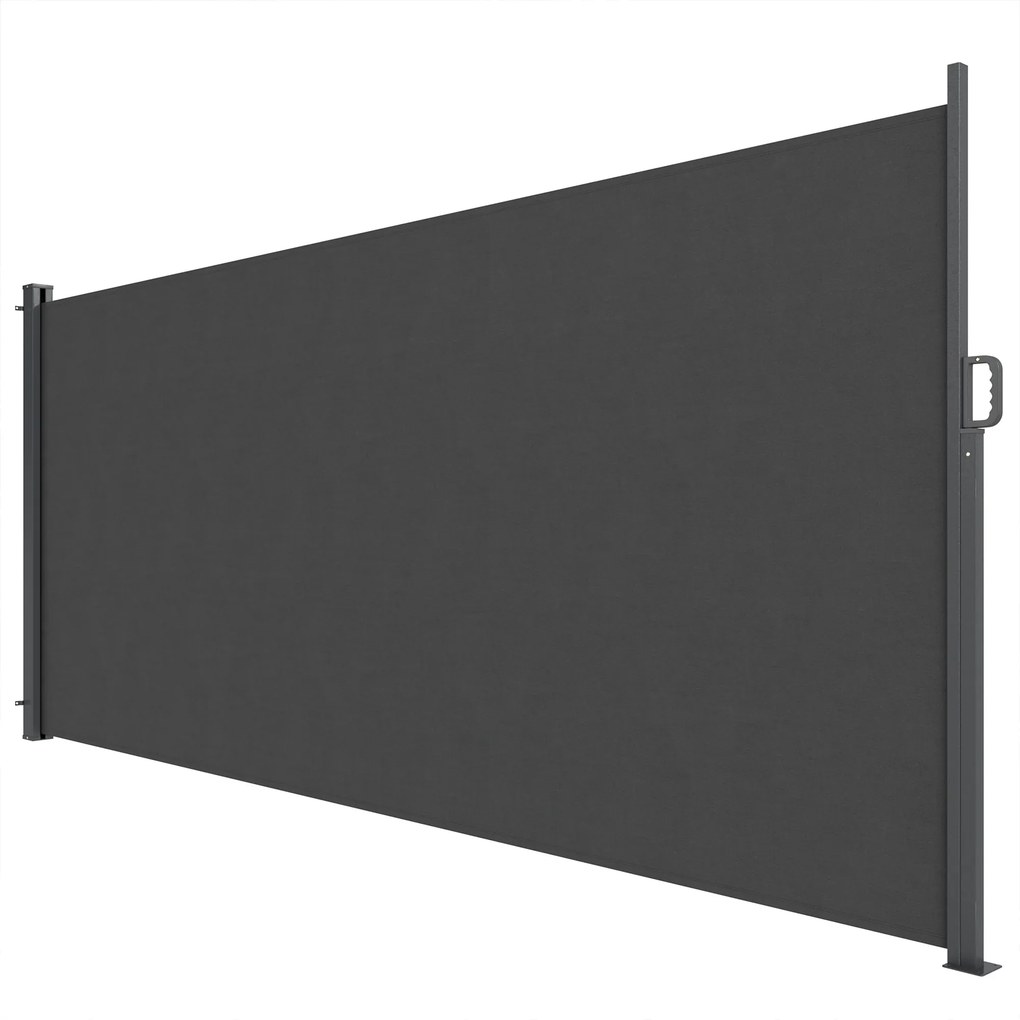 Outsunny Toldo lateral retrátil, proteção visual para áreas exteriores, resistente à água, UV 50+, 420 x 185 cm, Cinza escuro | Aosom Portugal