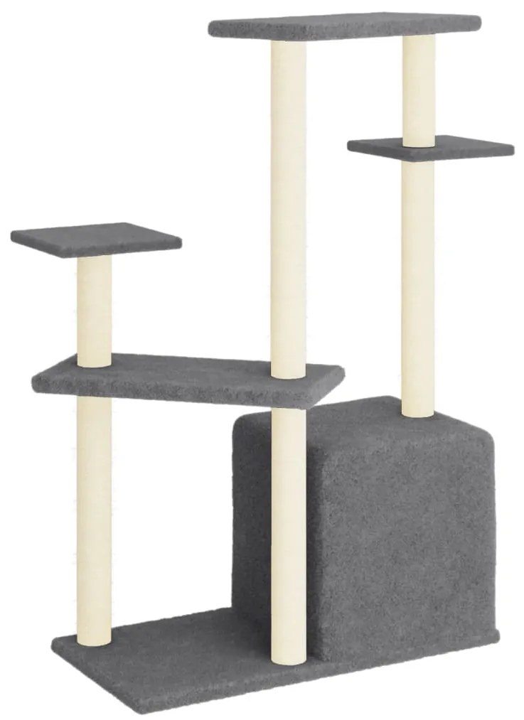 Árvore gatos c/ postes arranhadores sisal 107,5 cm cinza-escuro