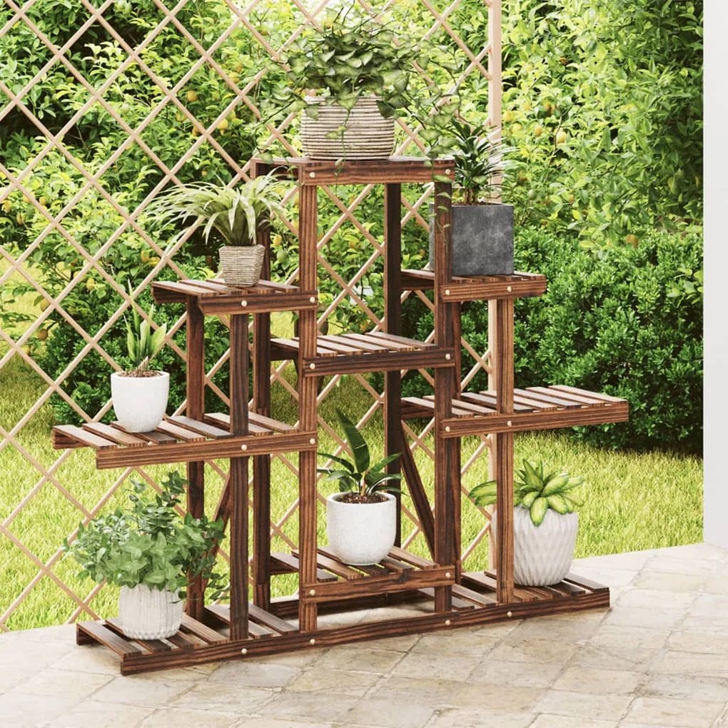 362849 vidaXL Suporte de plantas 110x25x96 cm madeira de abeto maciça