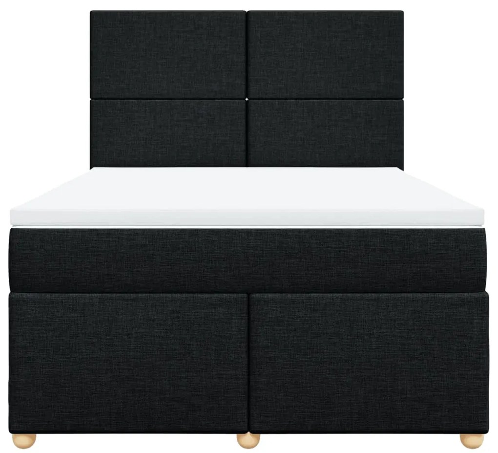 Cama com molas/colchão 140x200 cm tecido preto