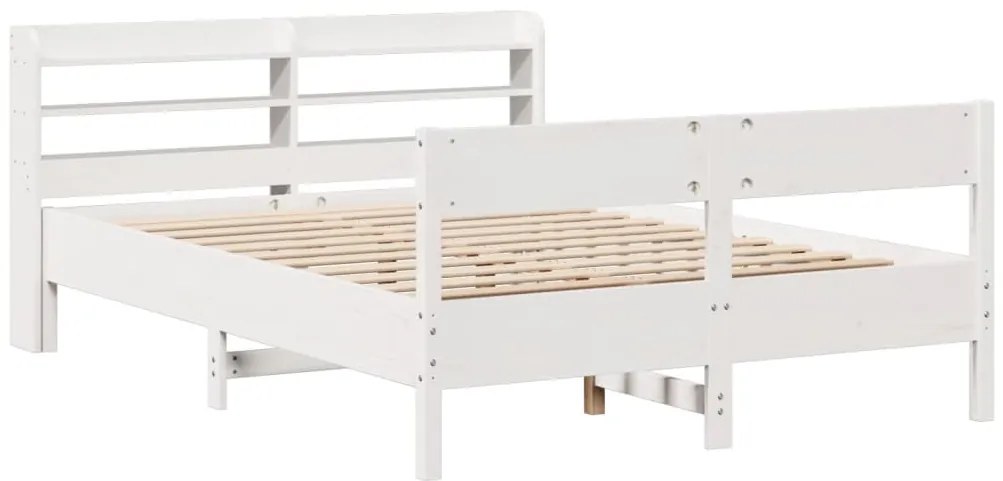 Cama sem colchão 140x190 cm madeira de pinho maciça branco