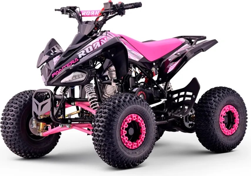 Mini moto 4 gasolina para crianças de 110cc Automática Roan Pantera R7 C/ Marcha atras e Limitador Rosa