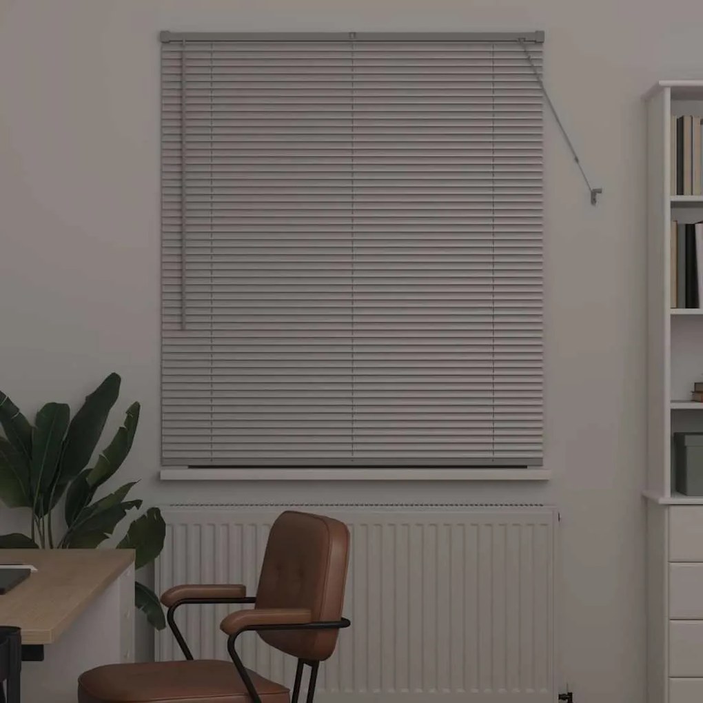 Persiana de Janela com cortinas Manual Prata 80 x 130 cm Alumínio