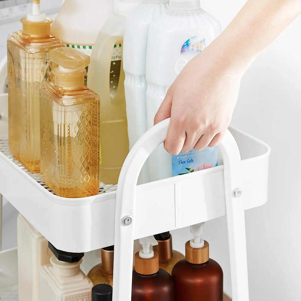 Carrinho de metal multifuncional 41,4 x 30,7 x 79 cm branco