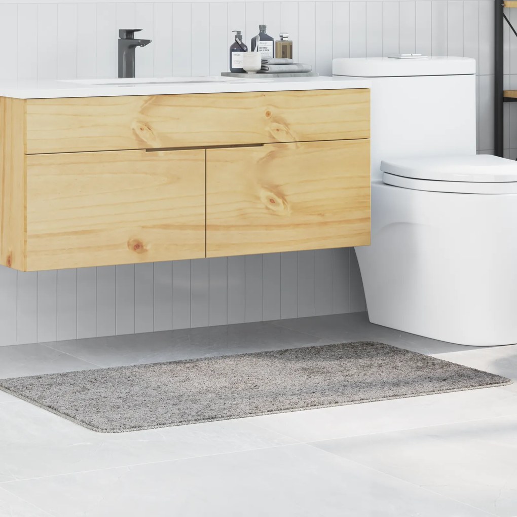 Tapete de Banho Retangular Cinzento 70x120 cm Polipropileno Antiderrapante