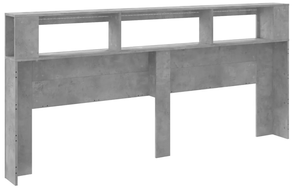 Cabeceira c/ LEDs 220x18,5x103,5 cm cinzento-cimento