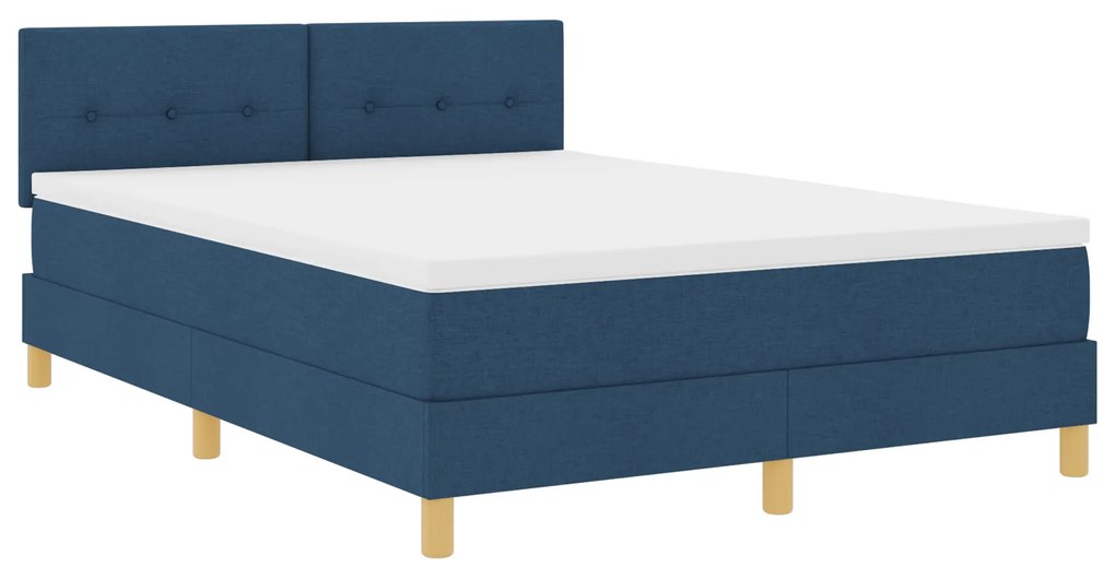 Cama Box Spring com Colchão Azul 140x190 cm Tecido