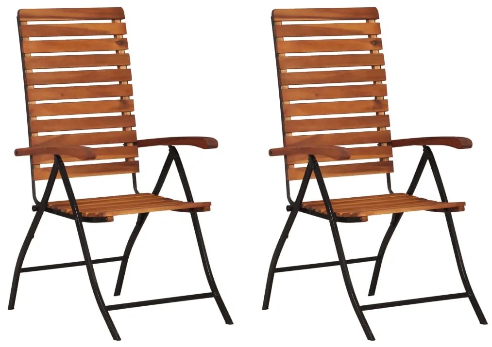 vidaXL Cadeiras de jardim reclináveis 2 pcs madeira de acácia maciça