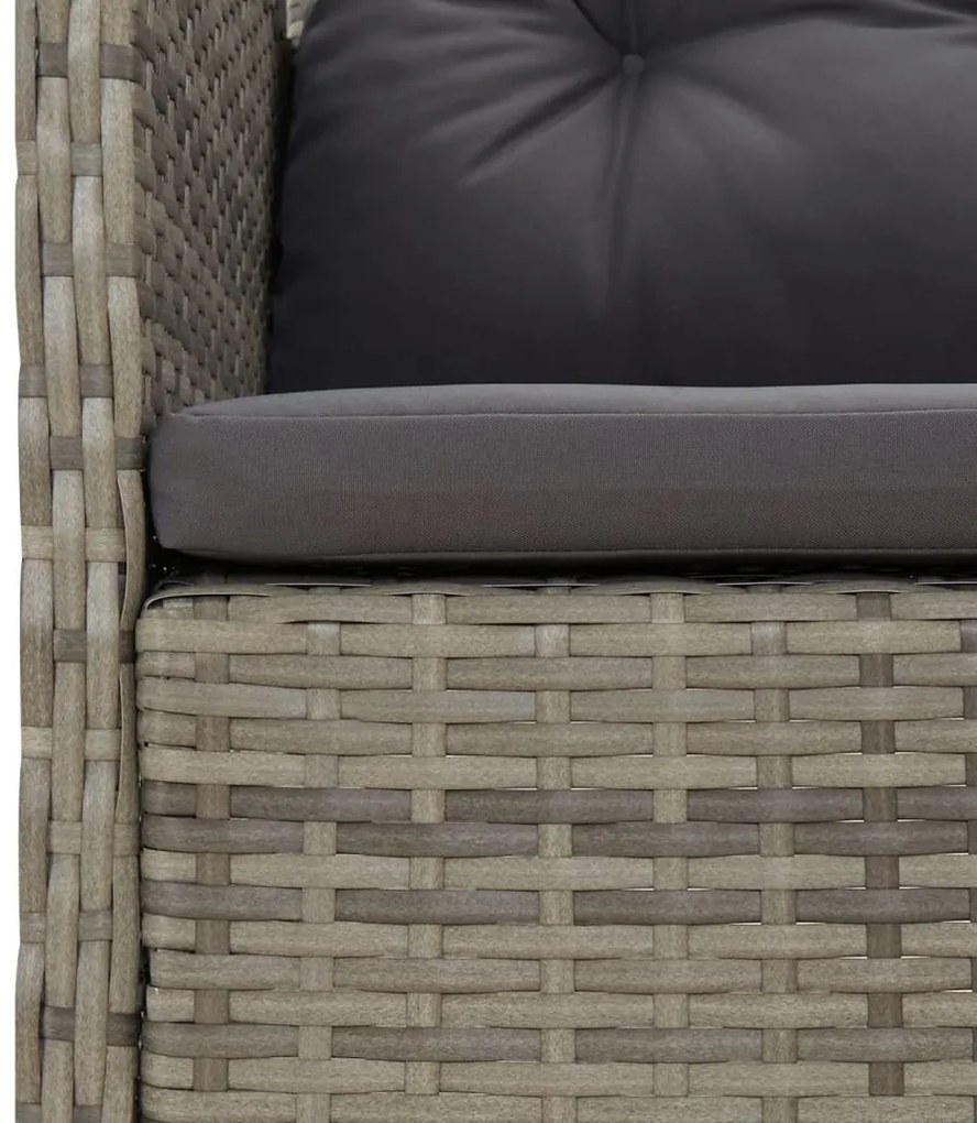 5 pcs conjunto lounge de jardim c/ almofadões vime PE cinzento