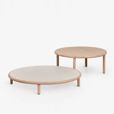 Conjunto De 2 Mesas De Centro Redondas Para Jardim Em Madeira De Acácia Olivia Marrom Acácia Claro & Branco Gardenia - Castanho Acacia Claro - Sklum