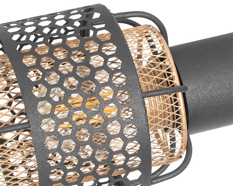 Candeeiro de teto design preto com dourado 4 luzes - Noud Design
