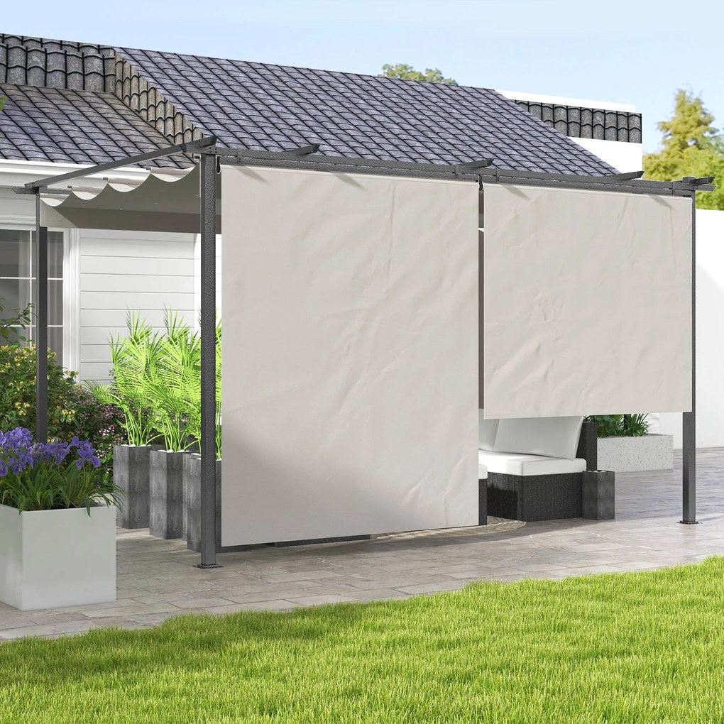 Pérgola de Jardim 3,95x2,95 cm Pérgola para Exterior com Teto Retrátil
