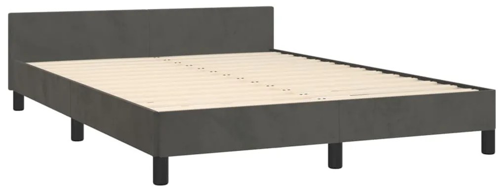 Estrutura de cama sem colchão 140x200 cm veludo cinzento-escuro
