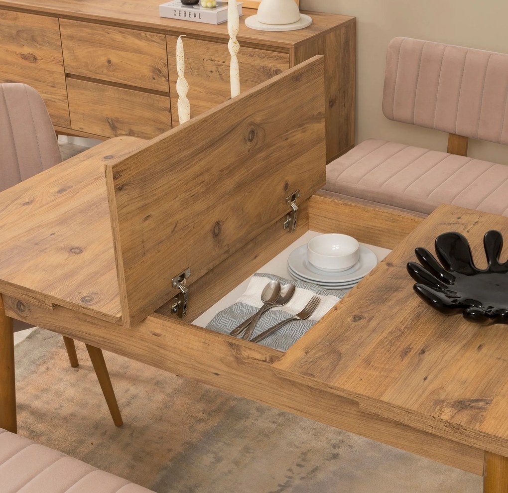 Conjunto de Mesa de Jantar Extensível e Cadeiras Vina – Pinho Atlântic