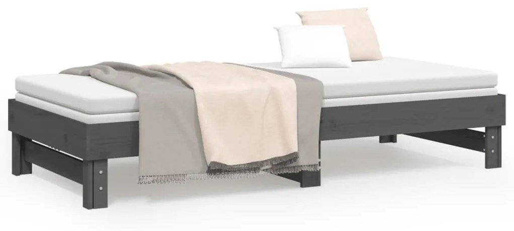 Sofá-cama de puxar 2x(90x200) cm pinho maciço cinza