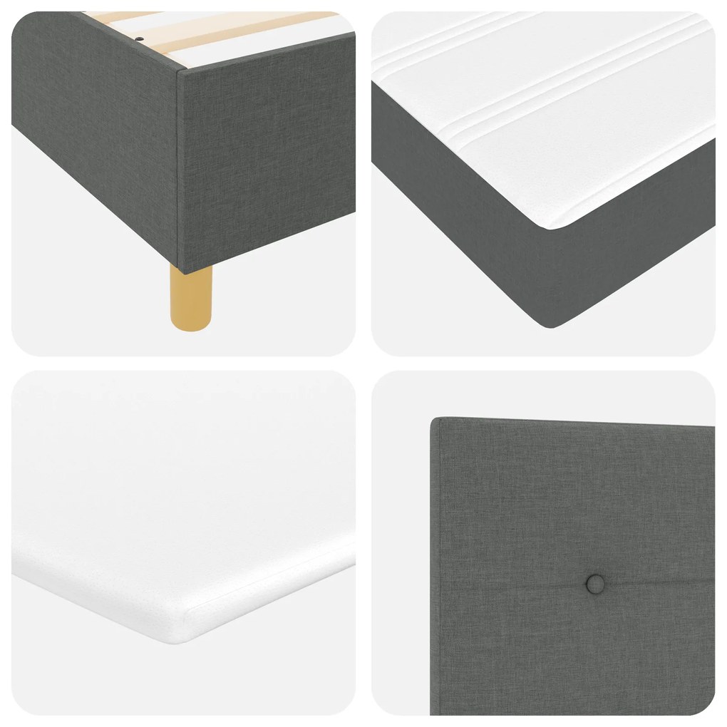 Cama com Box Spring com Colchão & LED Cinza Escuro 160x200 cm Tecido