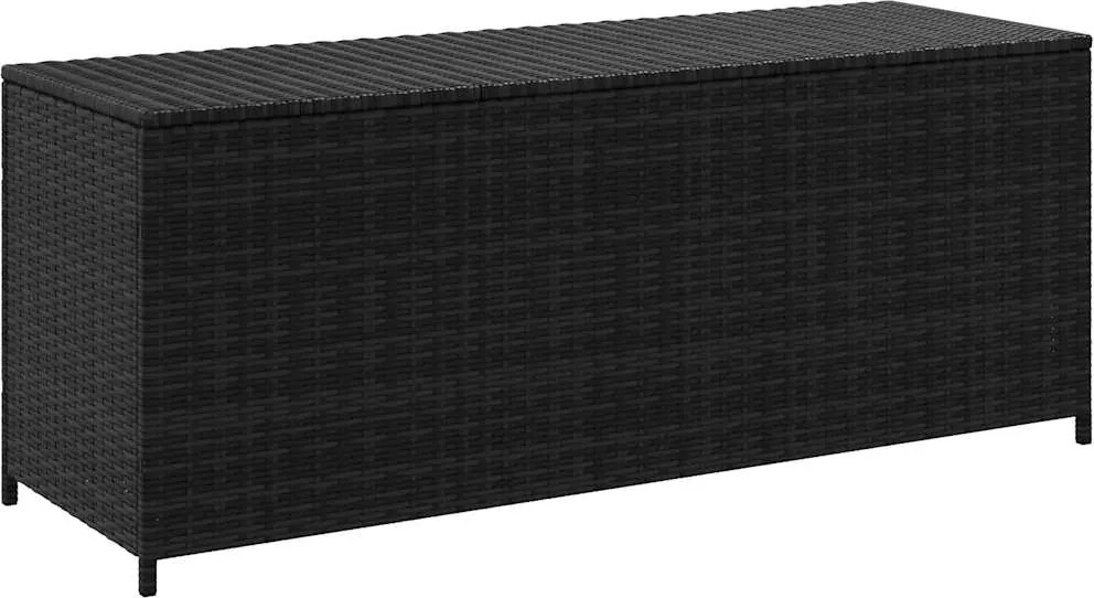 vidaXL Caixa de arrumação para jardim 150x50x60 cm vime PE preto