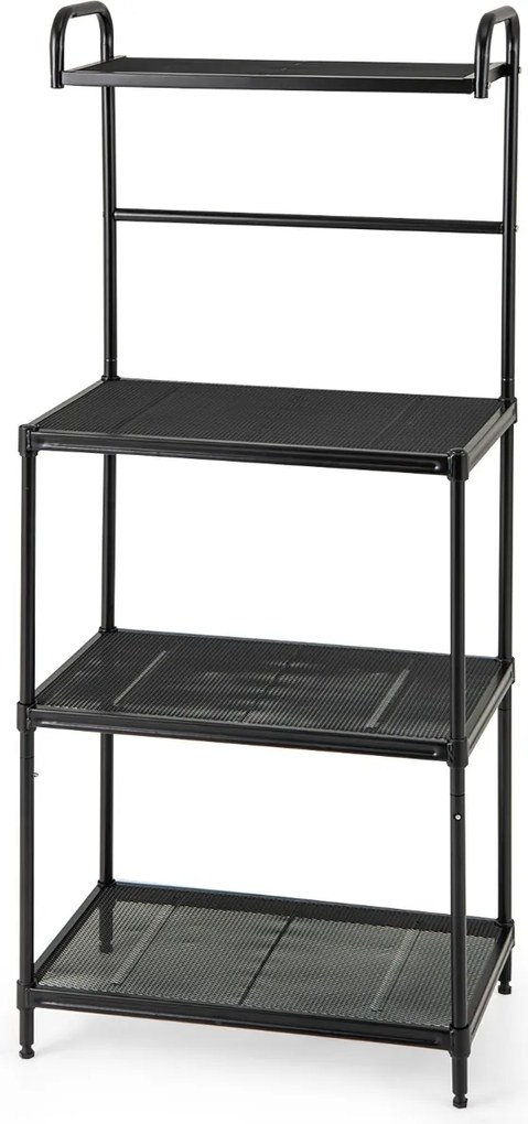 Estante de cozinha com 4 níveis para micro-ondas com estrutura metálica 60 x 34 x 136 cm Preto