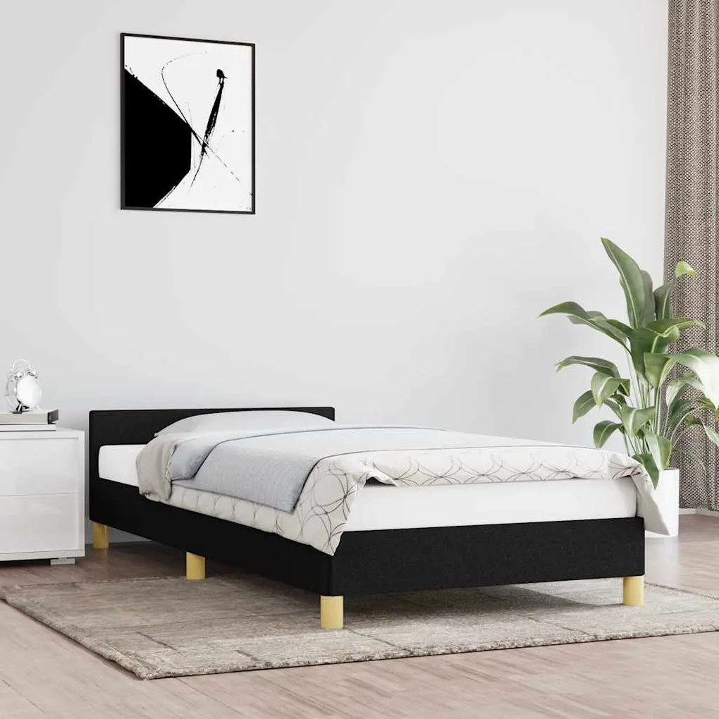 Estrutura de cama sem colchão 100x200 cm tecido preto