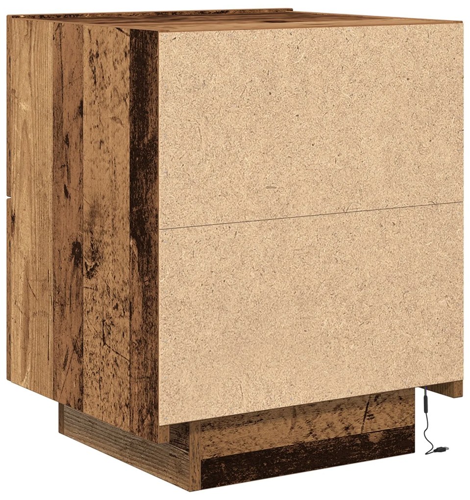 Cabeceira vidaXL com luzes LED Madeira Velha 45x40x55 cm