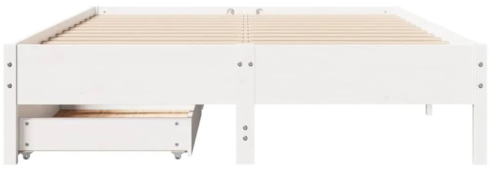 Cama sem colchão 140x190 cm madeira de pinho maciça branco