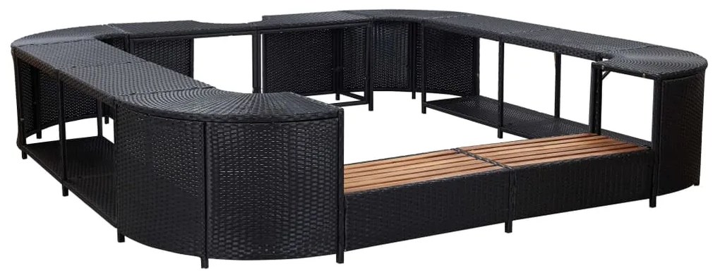 vidaXL Contorno de spa quadrado 268 x 268 x 55 cm vime PE preto