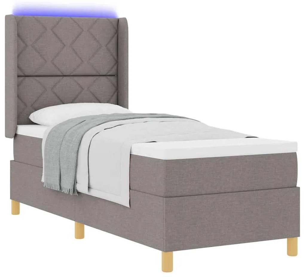 Cama com Colchão e LED vidaXL Taupe 80x200 cm Tecido