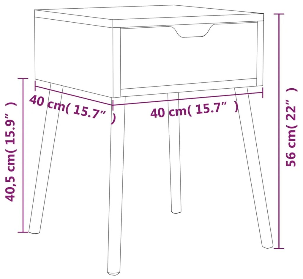 Mesa de cabeceira 40x40x56 cm aglomerado cinzento cimento