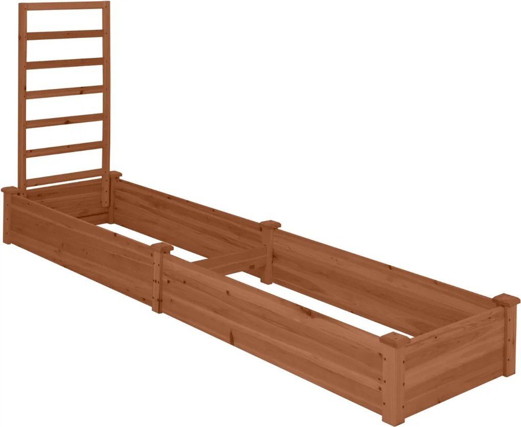 Floreira com e 1 treliça lateral de madeira para jardim 235 x 63 x 102 cm ideal para vegetais, ervas e flores, cor café