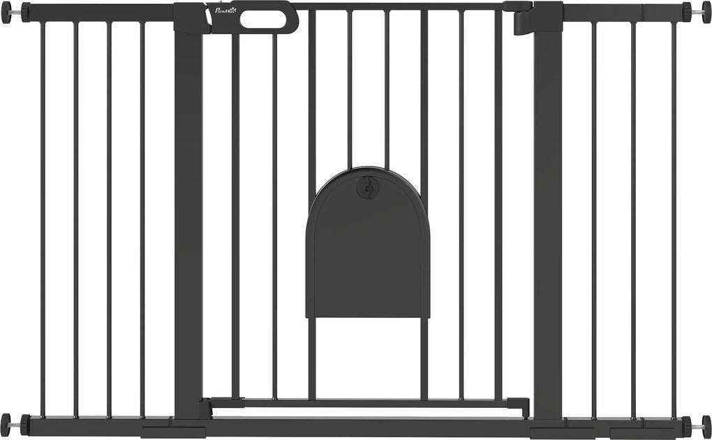 Barreira de Segurança de Animais de Estimação para Escadas e Portas com Aberturas de 75-131 cm com 3 Extensões Preto