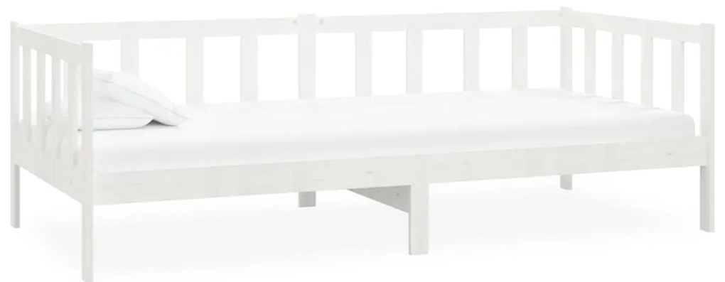 Sofá-cama com colchão 90x200 cm pinho maciço branco