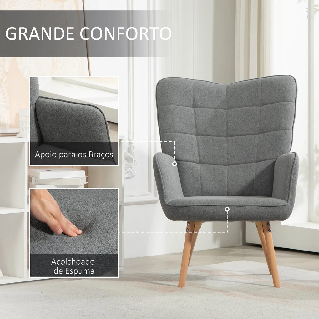 Poltrona de Sala de Estar Moderna Poltrona com Encosto Alto Apoio para