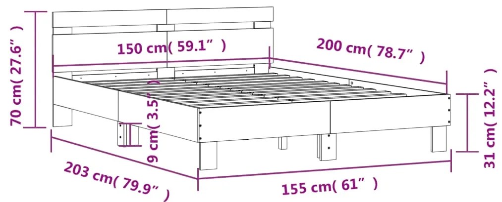 Estrutura cama c/ cabeceira 150x200 cm derivados madeira branco
