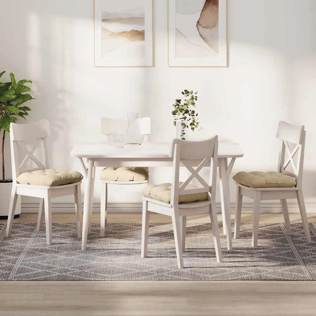 vidaXL Almofadas de Assento 4 pcs Creme 45 x 45 cm